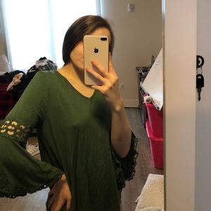 Olive green long sleeve top